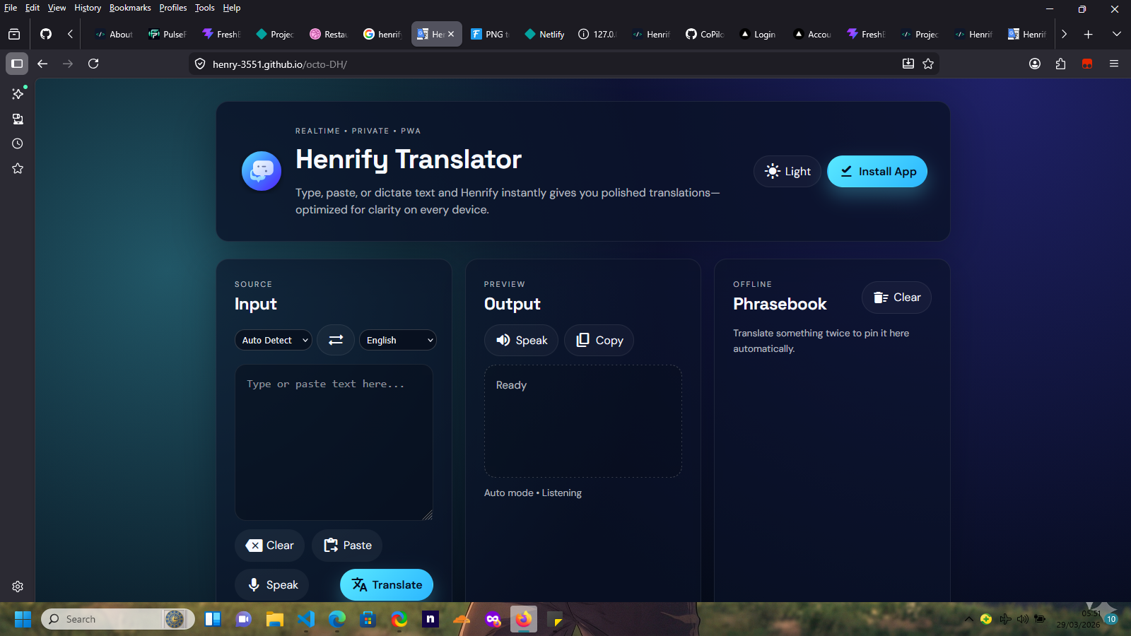 Henrify Translator interface preview
